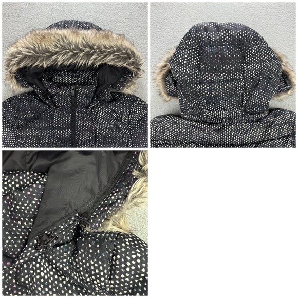 The North Face Jacket Women Small Black Polka Dot Gotham Down Puffer Coat Hooded - Picture 8 of 11
